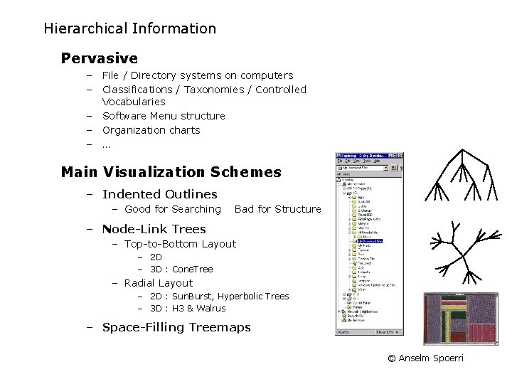 Hierarchical Information Pervasive – File / Directory systems on computers – Classifications / Taxonomies Hierarchical Information Pervasive – File / Directory systems on computers – Classifications / Taxonomies