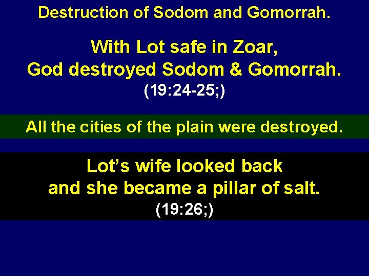 Destruction of Sodom and Gomorrah. With Lot safe in Zoar, God destroyed Sodom &