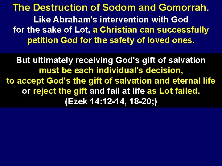 The Destruction of Sodom and Gomorrah. Like Abraham's intervention with God for the sake