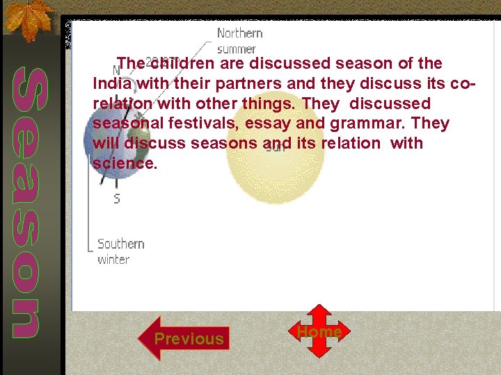 The children are discussed season of the India with their partners and they discuss