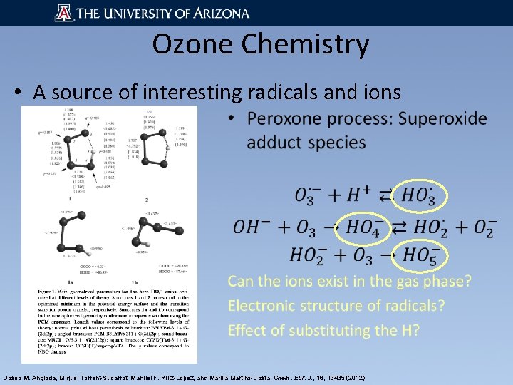 Ozone Chemistry • A source of interesting radicals and ions Josep M. Anglada, Miquel
