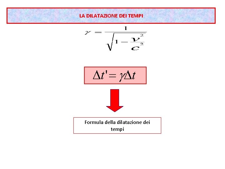 LA DILATAZIONE DEI TEMPI Formula della dilatazione dei tempi 