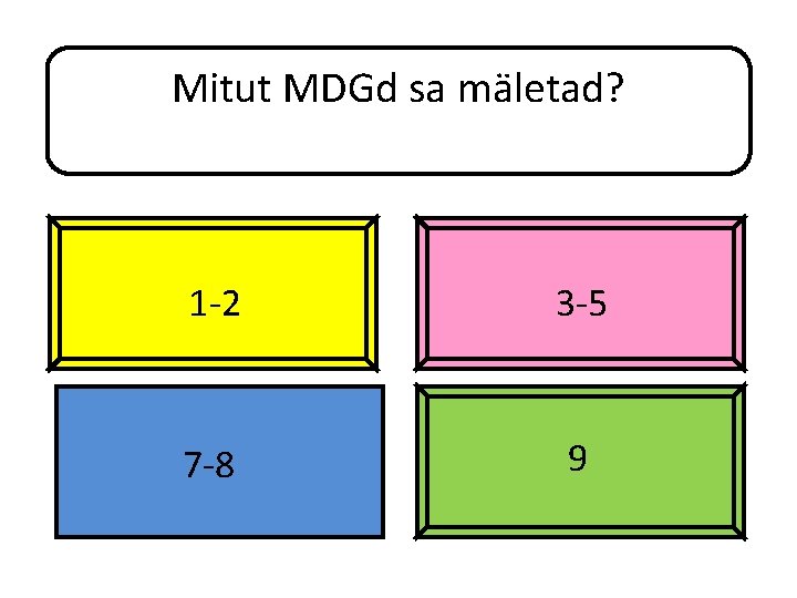 Mitut MDGd sa mäletad? 1 -2 3 -5 7 -8 9 