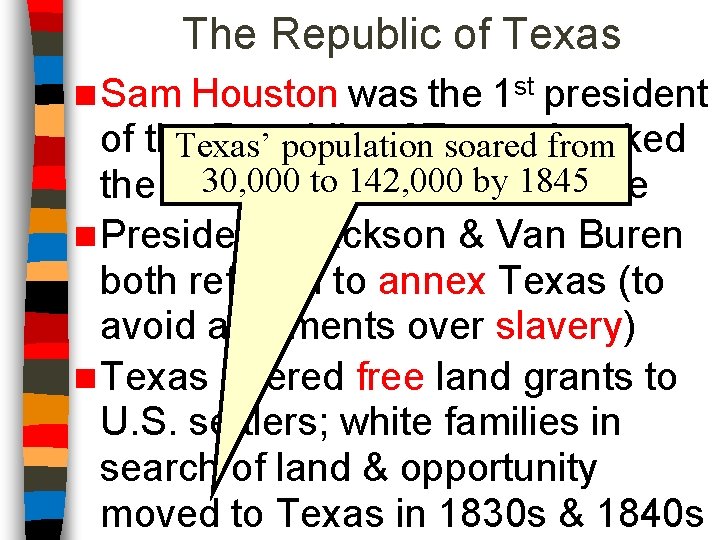 The Republic of Texas n Sam Houston was the 1 st president of the The Republic of Texas n Sam Houston was the 1 st president of the