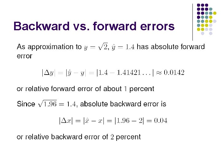 Backward vs. forward errors 