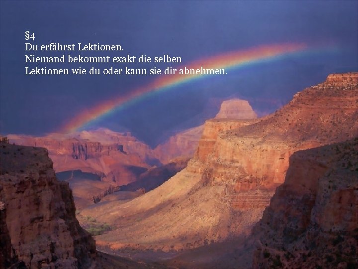 § 4 Du erfährst Lektionen. Niemand bekommt exakt die selben Lektionen wie du oder