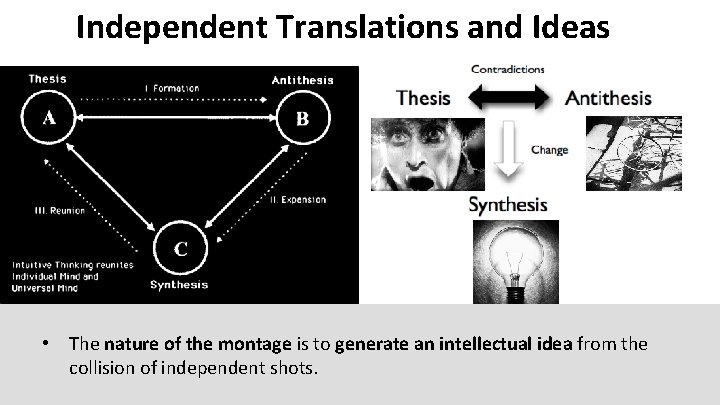 Independent Translations and Ideas • The nature of the montage is to generate an