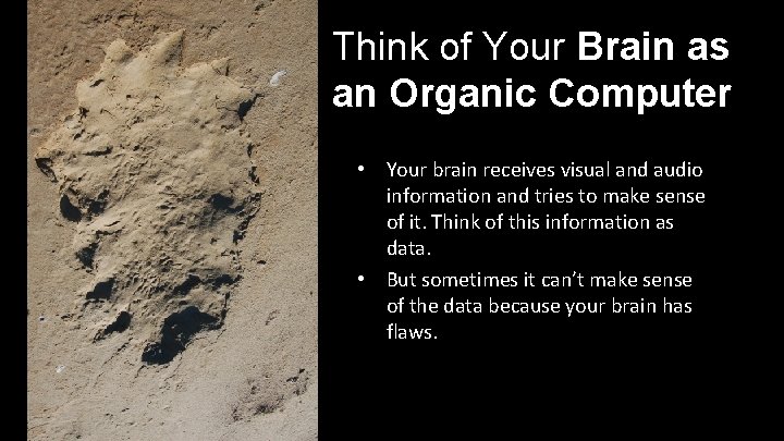 Think of Your Brain as an Organic Computer • Your brain receives visual and