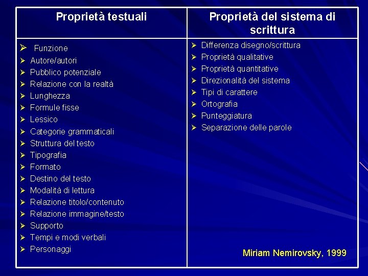 Proprietà testuali Ø Ø Ø Ø Ø Funzione Autore/autori Pubblico potenziale Relazione con la