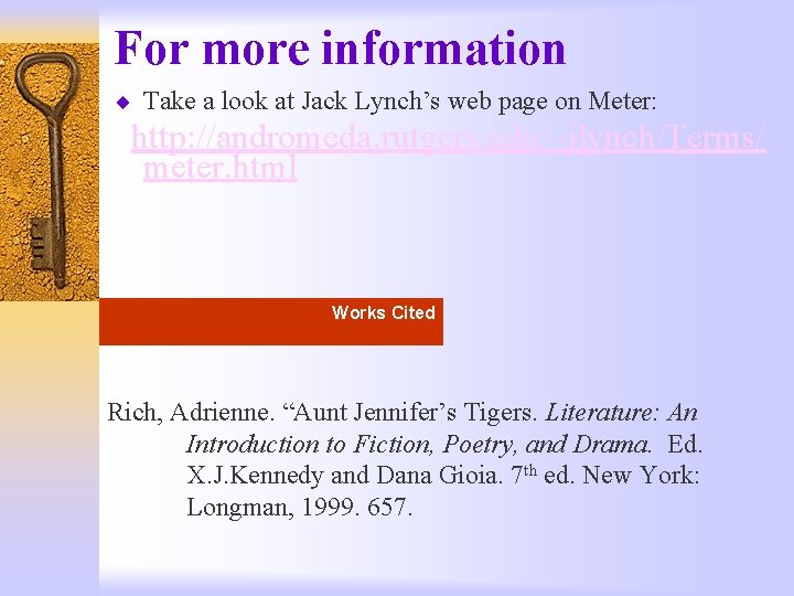 For more information ¨ Take a look at Jack Lynch’s web page on Meter: