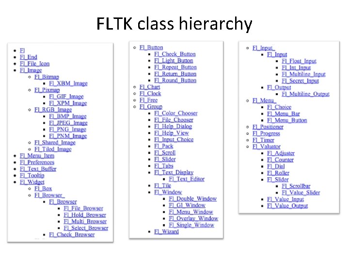 FLTK class hierarchy 