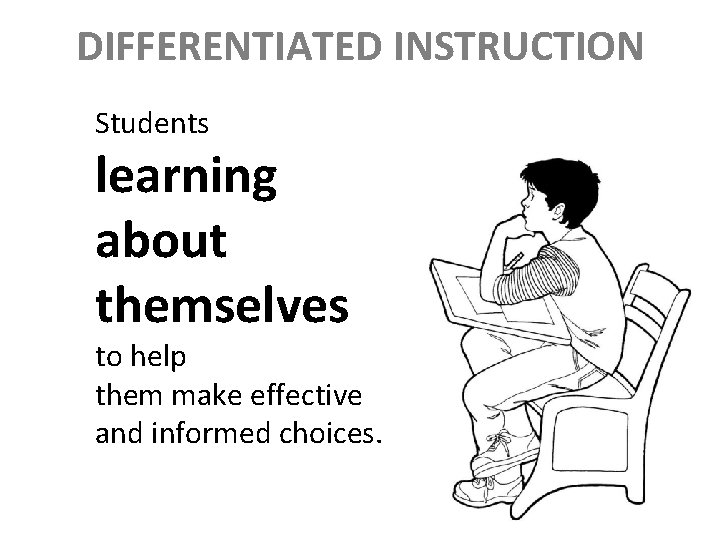 DIFFERENTIATED INSTRUCTION Students learning about themselves to help them make effective and informed choices.