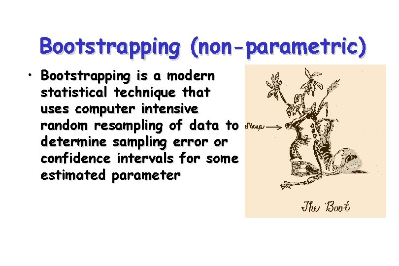 Bootstrapping (non-parametric) • Bootstrapping is a modern statistical technique that uses computer intensive random