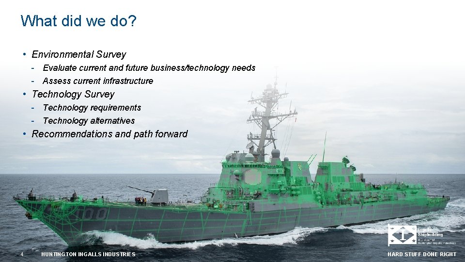 What did we do? • Environmental Survey - Evaluate current and future business/technology needs