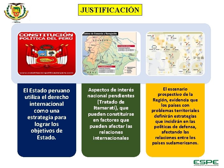 JUSTIFICACIÓN El Estado peruano utiliza el derecho internacional como una estrategia para lograr los