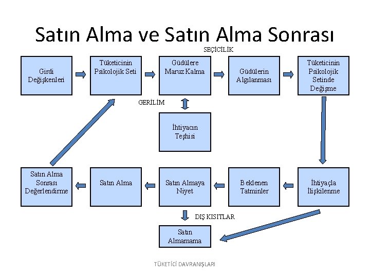 Satın Alma ve Satın Alma Sonrası SEÇİCİLİK Girdi Değişkenleri Tüketicinin Psikolojik Seti Güdülere Maruz