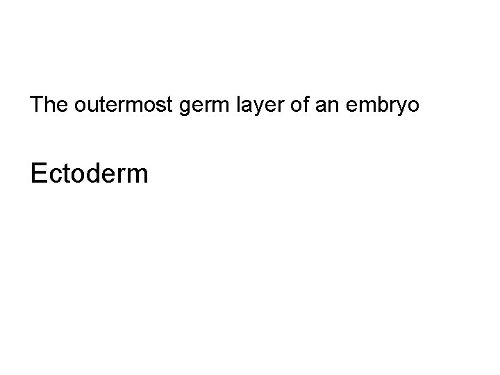 The outermost germ layer of an embryo Ectoderm 