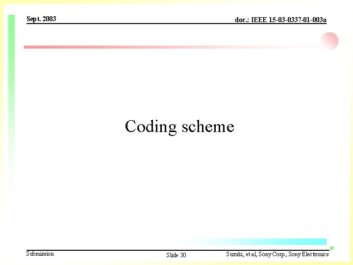 Sept. 2003 doc. : IEEE 15 -03 -0337 -01 -003 a Coding scheme Submission