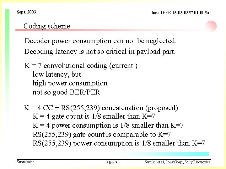 Sept. 2003 doc. : IEEE 15 -03 -0337 -01 -003 a Coding scheme Decoder