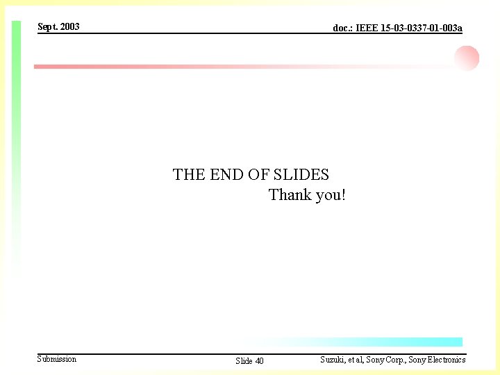 Sept. 2003 doc. : IEEE 15 -03 -0337 -01 -003 a THE END OF