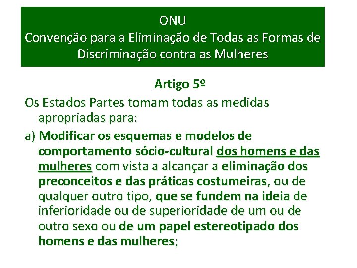 ONU Convenção para a Eliminação de Todas as Formas de Discriminação contra as Mulheres