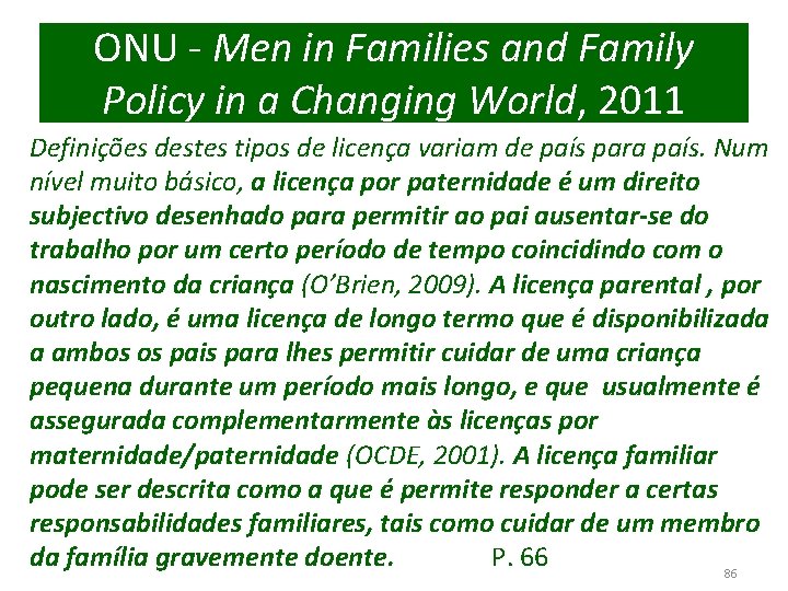 ONU - Men in Families and Family Policy in a Changing World, 2011 Definições