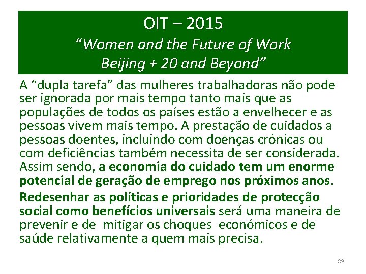 OIT – 2015 “Women and the Future of Work Beijing + 20 and Beyond”