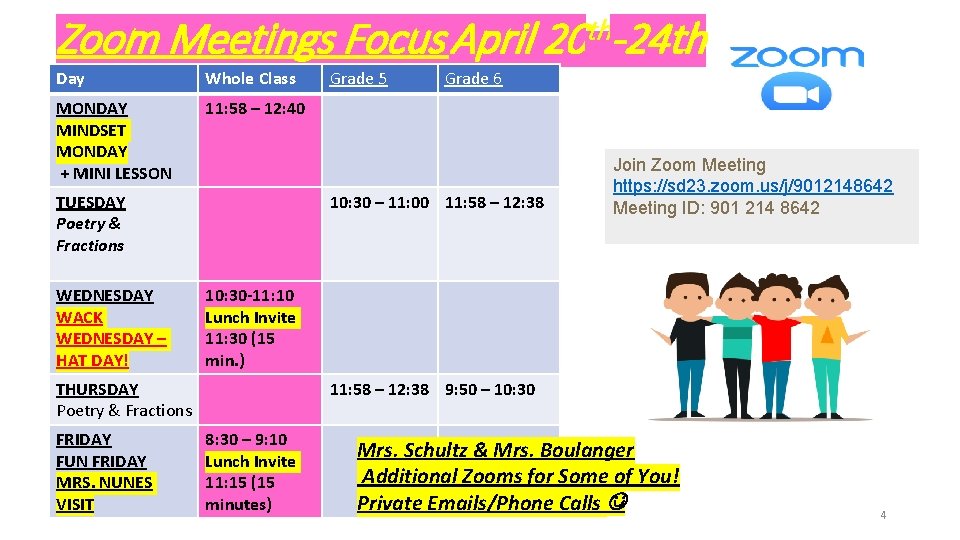 Zoom Meetings Focus April Day Whole Class MONDAY MINDSET MONDAY + MINI LESSON 11: