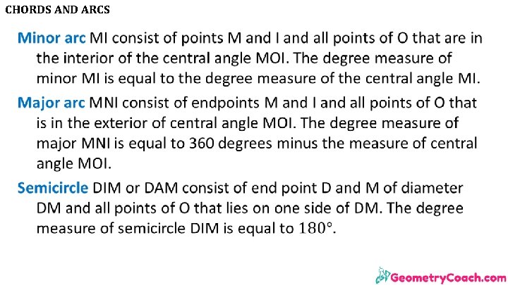 CHORDS AND ARCS • 