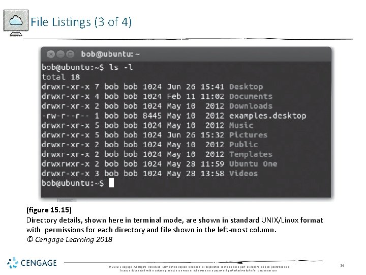 File Listings (3 of 4) (figure 15. 15) Directory details, shown here in terminal