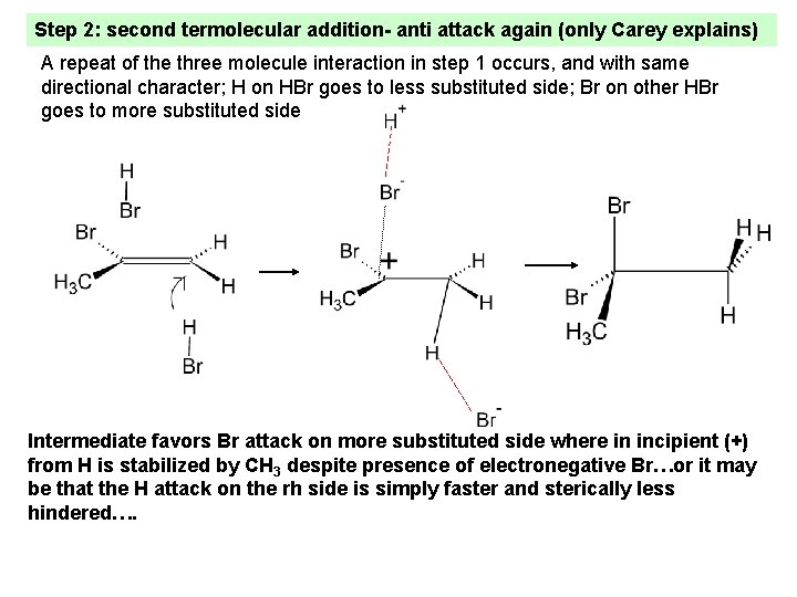 Step 2: second termolecular addition- anti attack again (only Carey explains) A repeat of