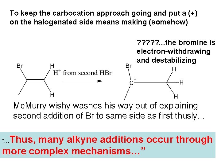 To keep the carbocation approach going and put a (+) on the halogenated side