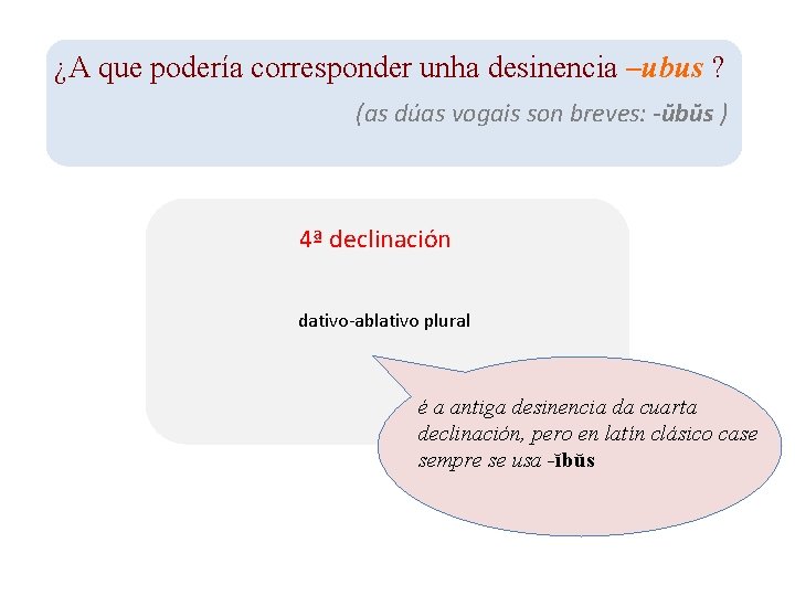 ¿A que podería corresponder unha desinencia –ubus ? (as dúas vogais son breves: -ŭbŭs