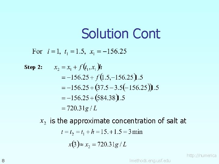 Solution Cont Step 2: is the approximate concentration of salt at 8 lmethods. eng.