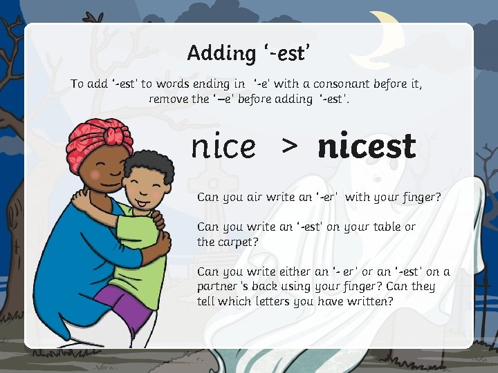 Adding ‘-est’ To add ‘-est’ to words ending in ‘-e’ with a consonant before