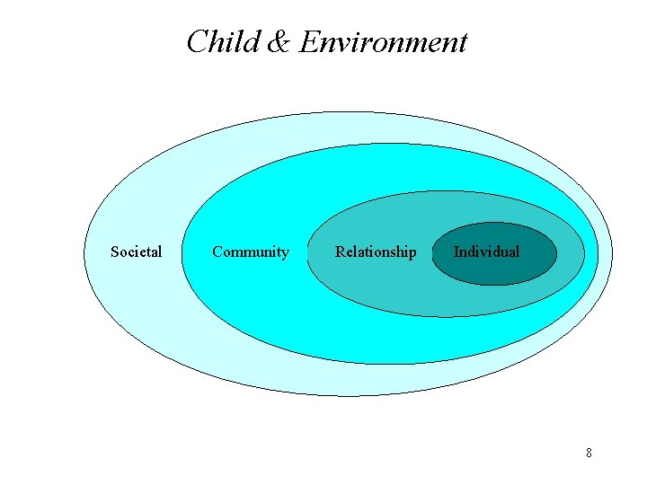 Child & Environment Societal Community Relationship Individual 8 