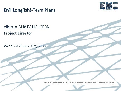 EMI Long(ish)-Term Plans Alberto DI MEGLIO, CERN Project Director WLCG GDB June 13 th,