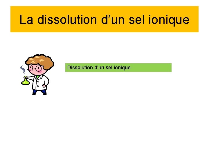 La dissolution d’un sel ionique Dissolution d’un sel ionique 