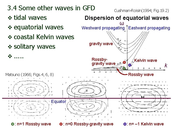 3. 4 Some other waves in GFD Cushman-Roisin(1994; Fig. 19. 2) v tidal waves