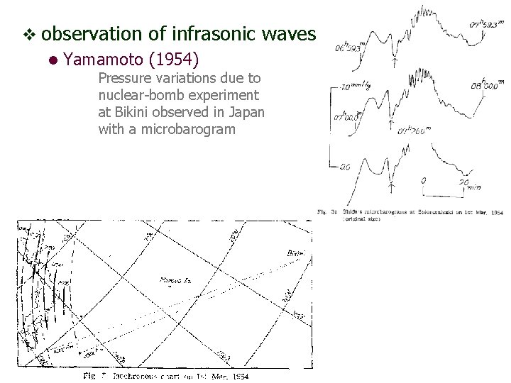 v observation of infrasonic waves l Yamamoto (1954) Pressure variations due to nuclear-bomb experiment
