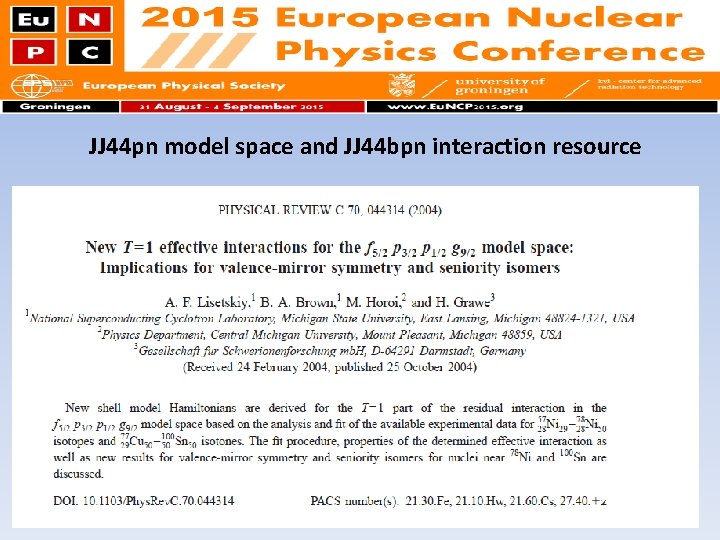 JJ 44 pn model space and JJ 44 bpn interaction resource 13 