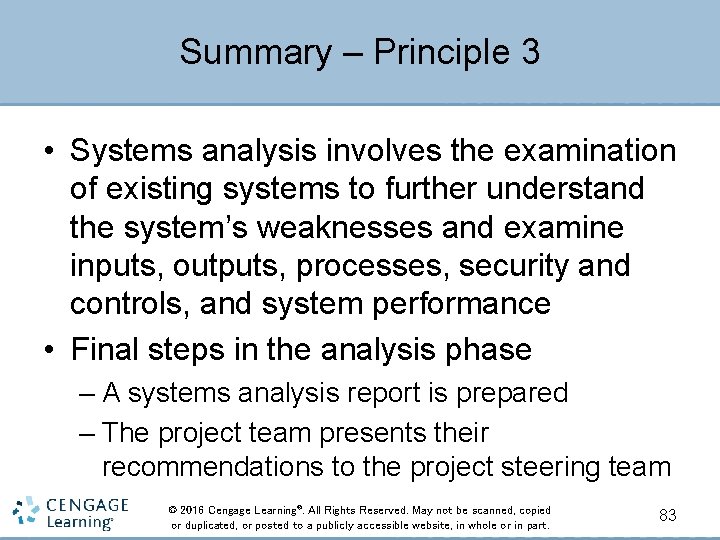 Summary – Principle 3 • Systems analysis involves the examination of existing systems to