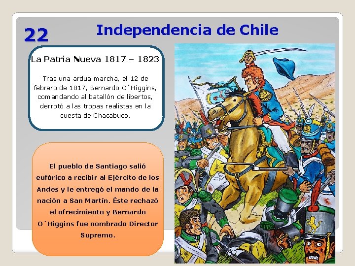 22 Independencia de Chile La Patria Nueva 1817 – 1823 Tras una ardua marcha, 22 Independencia de Chile La Patria Nueva 1817 – 1823 Tras una ardua marcha,