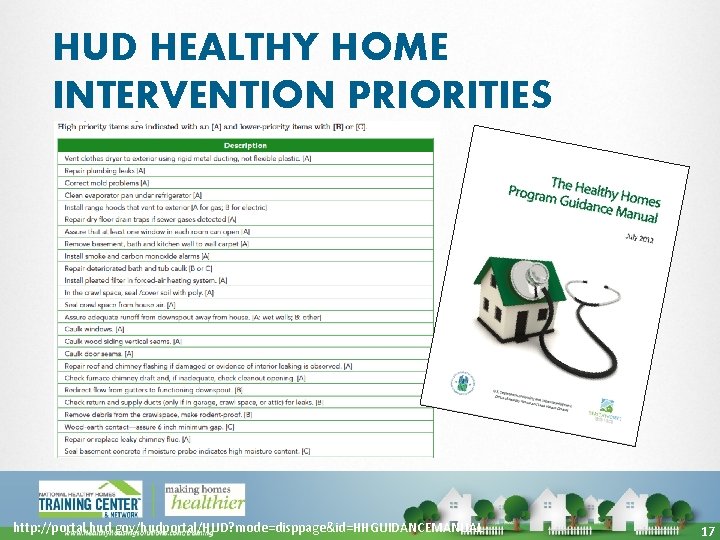 HUD HEALTHY HOME INTERVENTION PRIORITIES http: //portal. hud. gov/hudportal/HUD? mode=disppage&id=HHGUIDANCEMANUAL 17 