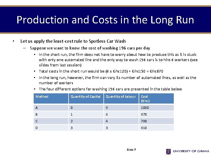 Production and Costs in the Long Run • Let us apply the least-cost rule Production and Costs in the Long Run • Let us apply the least-cost rule