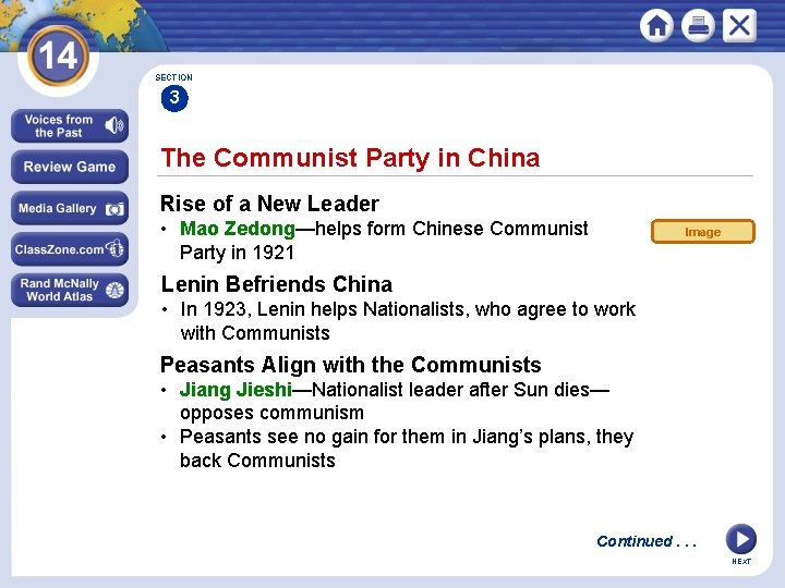 SECTION 3 The Communist Party in China Rise of a New Leader • Mao