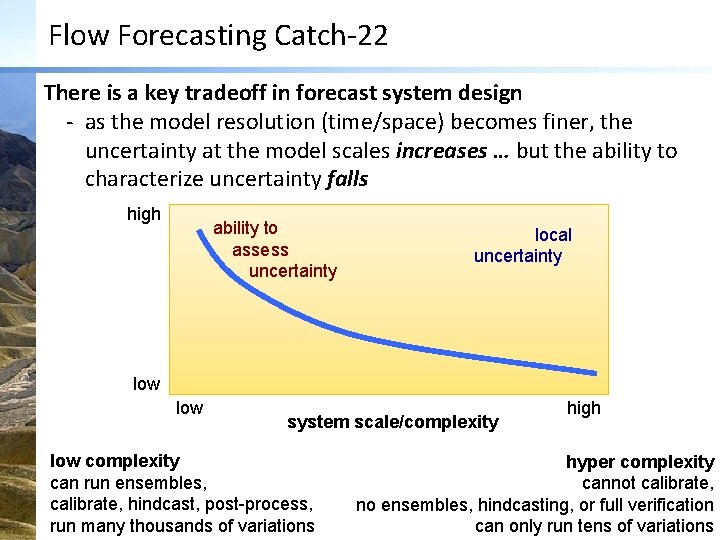 Flow Forecasting Catch-22 There is a key tradeoff in forecast system design - as