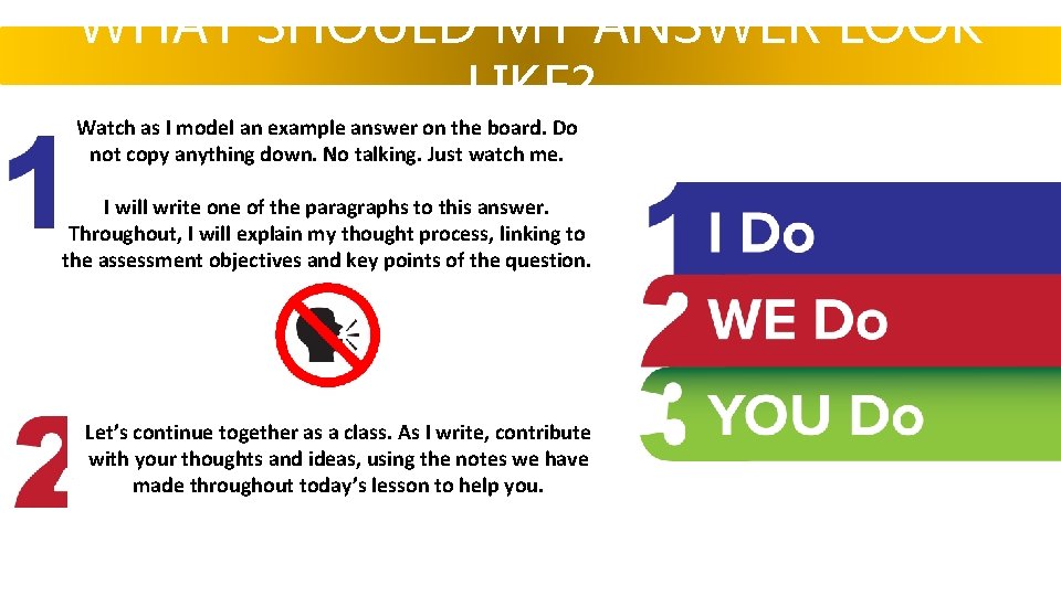 WHAT SHOULD MY ANSWER LOOK LIKE? Watch as I model an example answer on