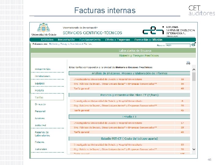 Facturas internas 45 