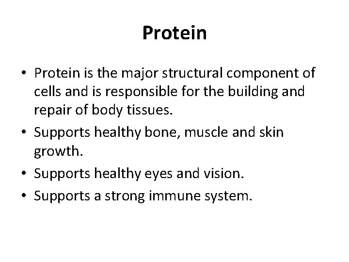 Protein • Protein is the major structural component of cells and is responsible for Protein • Protein is the major structural component of cells and is responsible for